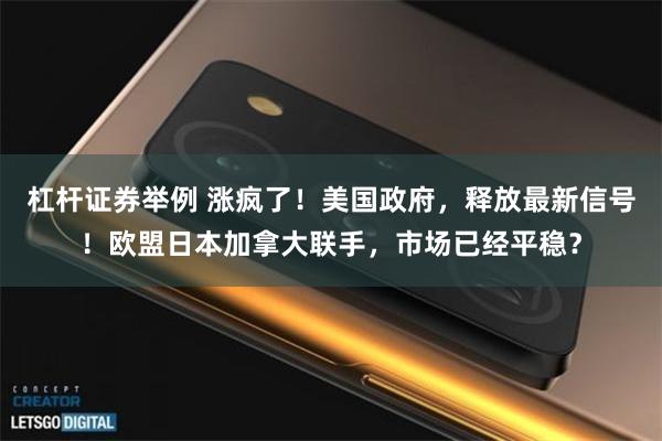 杠杆证券举例 涨疯了！美国政府，释放最新信号！欧盟日本加拿大联手，市场已经平稳？