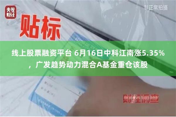 线上股票融资平台 6月16日中科江南涨5.35%,广发趋势动力混合A基金重仓该股