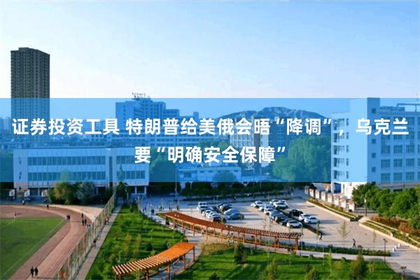 证券投资工具 特朗普给美俄会晤“降调”，乌克兰要“明确安全保障”