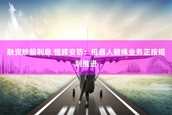 融资炒股利息 恒辉安防：机器人腱绳业务正按规划推进