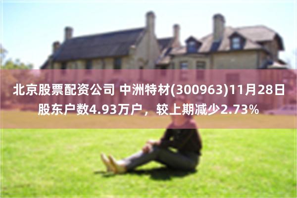 北京股票配资公司 中洲特材(300963)11月28日股东户数4.93万户，较上期减少2.73%