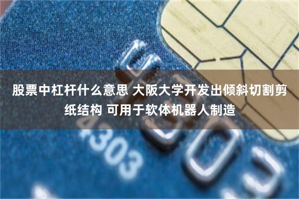 股票中杠杆什么意思 大阪大学开发出倾斜切割剪纸结构 可用于软体机器人制造