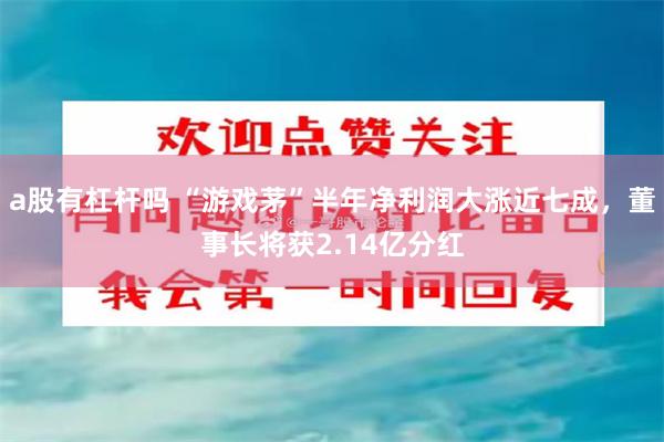 a股有杠杆吗 “游戏茅”半年净利润大涨近七成，董事长将获2.14亿分红