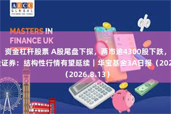 资金杠杆股票 A股尾盘下探，两市逾4300股下跌，中信建投证券：结构性行情有望延续｜华宝基金3A日报（2026.8.13）