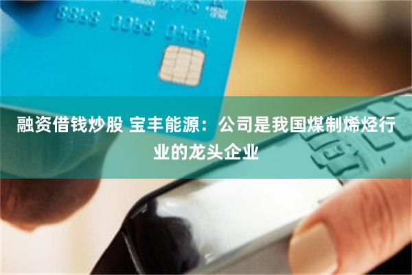 融资借钱炒股 宝丰能源：公司是我国煤制烯烃行业的龙头企业