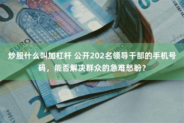 炒股什么叫加杠杆 公开202名领导干部的手机号码，能否解决群众的急难愁盼？