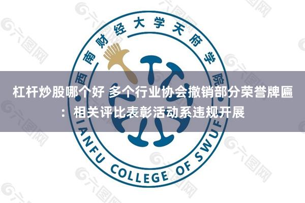 杠杆炒股哪个好 多个行业协会撤销部分荣誉牌匾：相关评比表彰活动系违规开展
